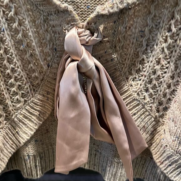 BOGO Eyeshadow Brown/Tan Cropped Long Sleeve Cardigan w/Satin Bow Size 2X - Picture 3 of 5